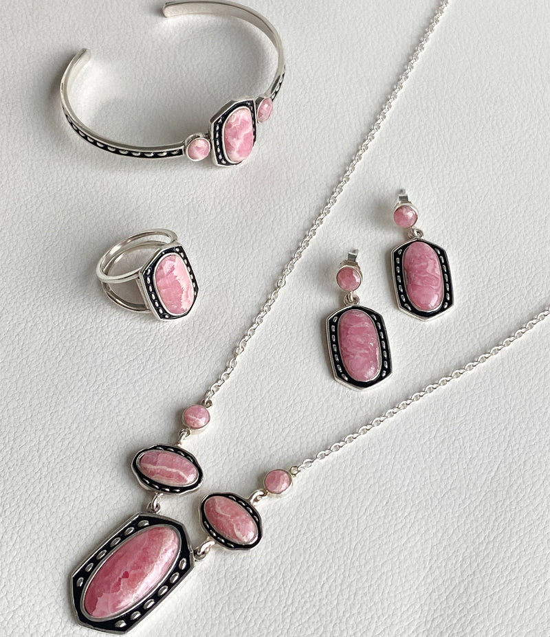 Shielded Rhodonite and Sterling Silver Necklace - Barse Jewelry