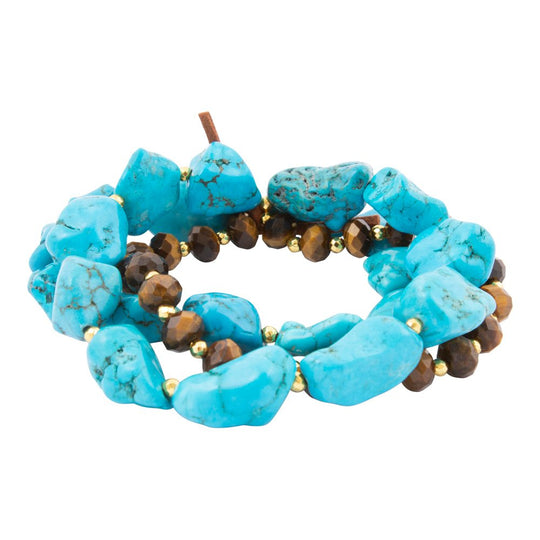 Smoky Brown Tiger's Eye Golden Bracelet Set