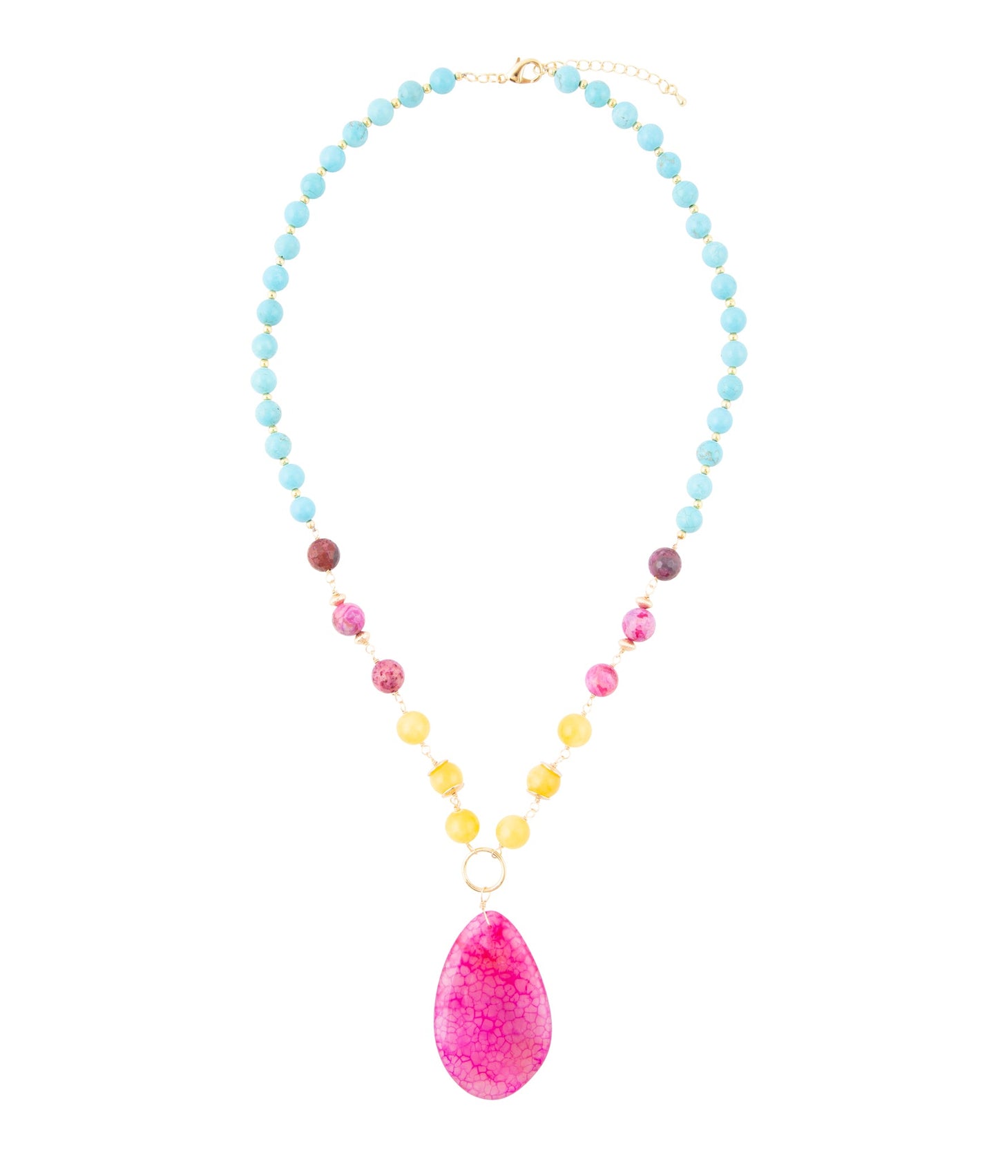 St. Augustine Pink Agate Golden Pendant Necklace - Barse Jewelry