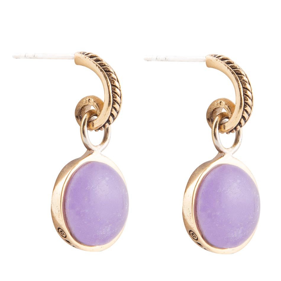 Tucson Charm Purple Quartz Gold Drop Earrings - Barse Jewelry