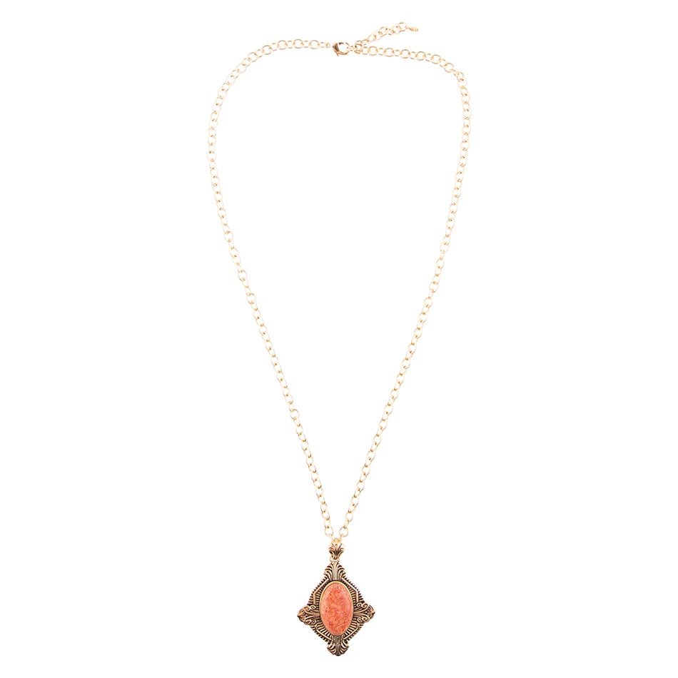 Valerie Orange Sponge Coral and Golden Pendant Necklace - Barse Jewelry