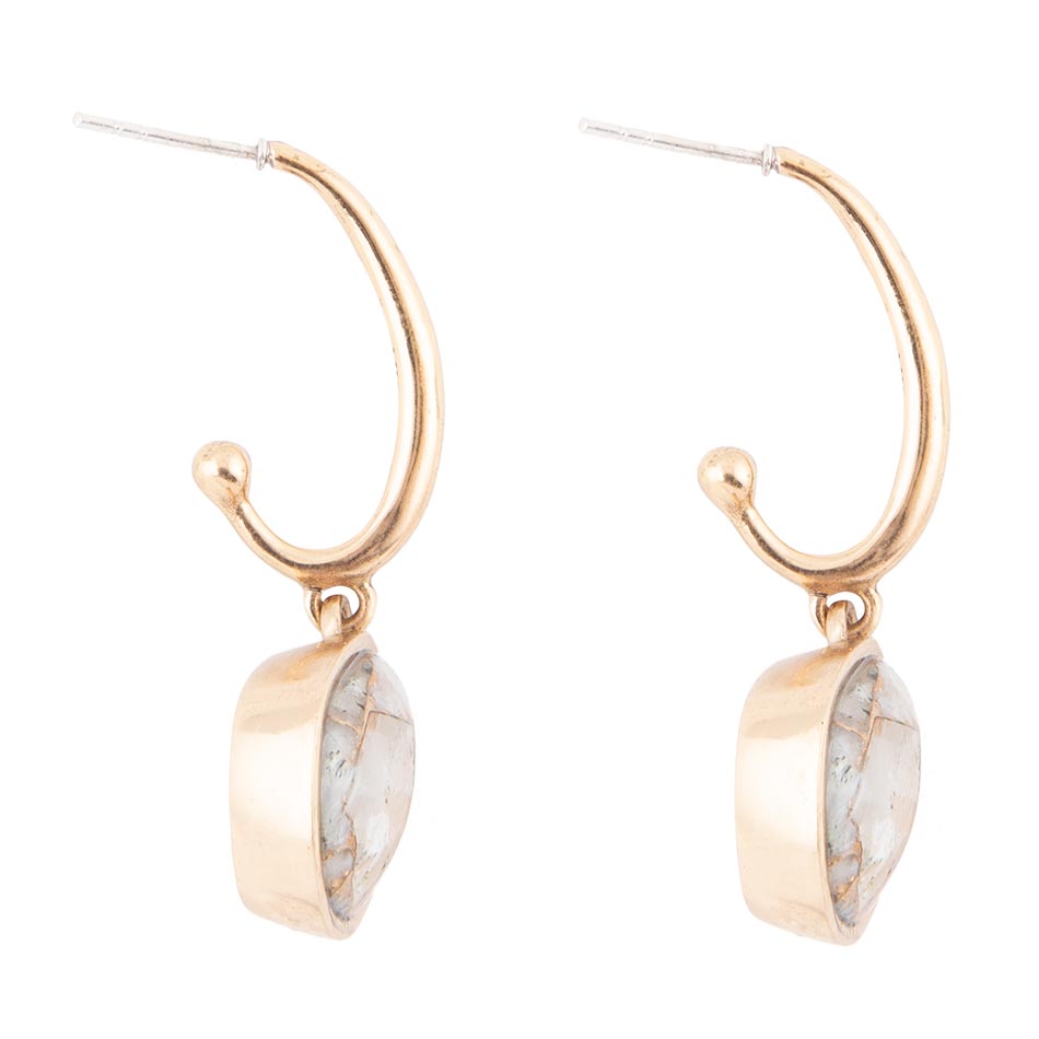 White and Golded Calcite Drop Earrings - Barse Jewelry