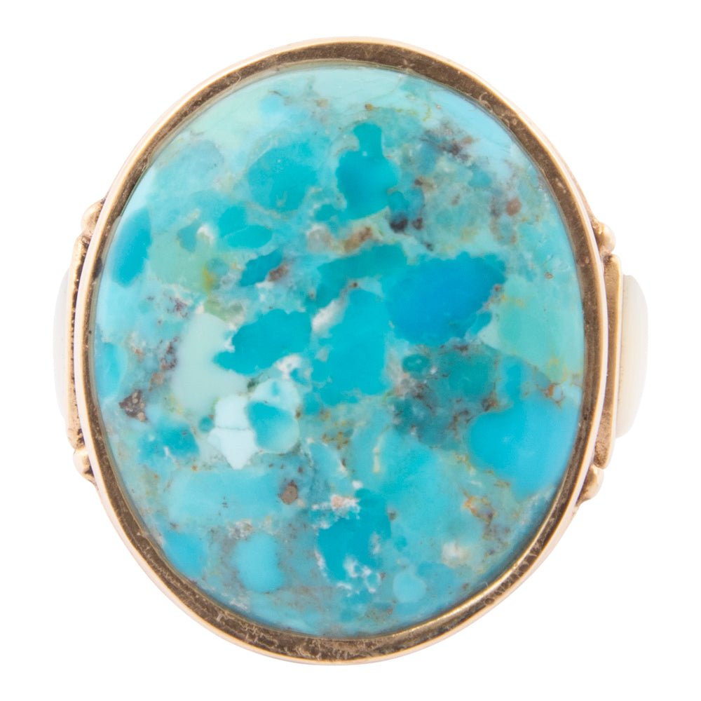 White Mother of Pearl Petals Golden Statement Ring - Barse Jewelry