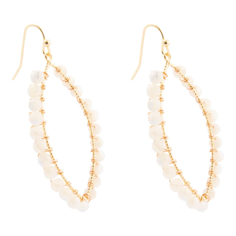 White Mother of Pearl Tear Drop Golden Loop Earrings - Barse Jewelry
