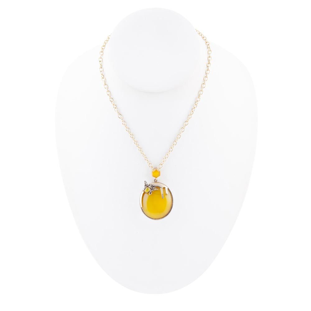 Yellow Agate Honey Drip Golden Necklace - Barse Jewelry