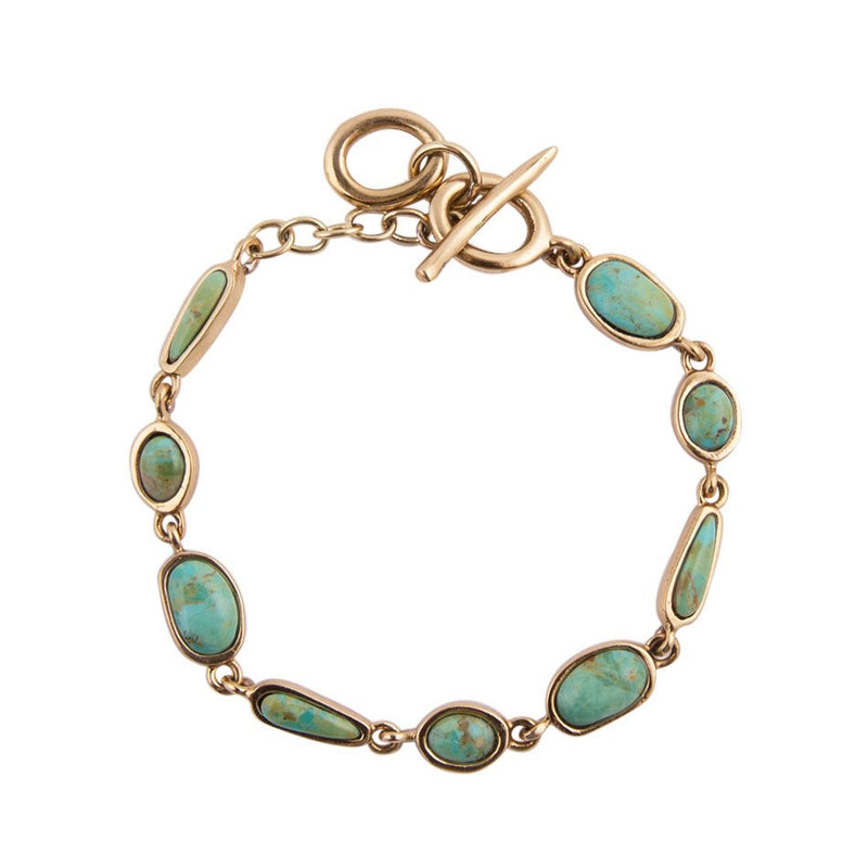 Abstract Turquoise Adjustable Bracelet- Bronze - Barse Jewelry