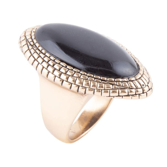 Black Onyx Golden Ring
