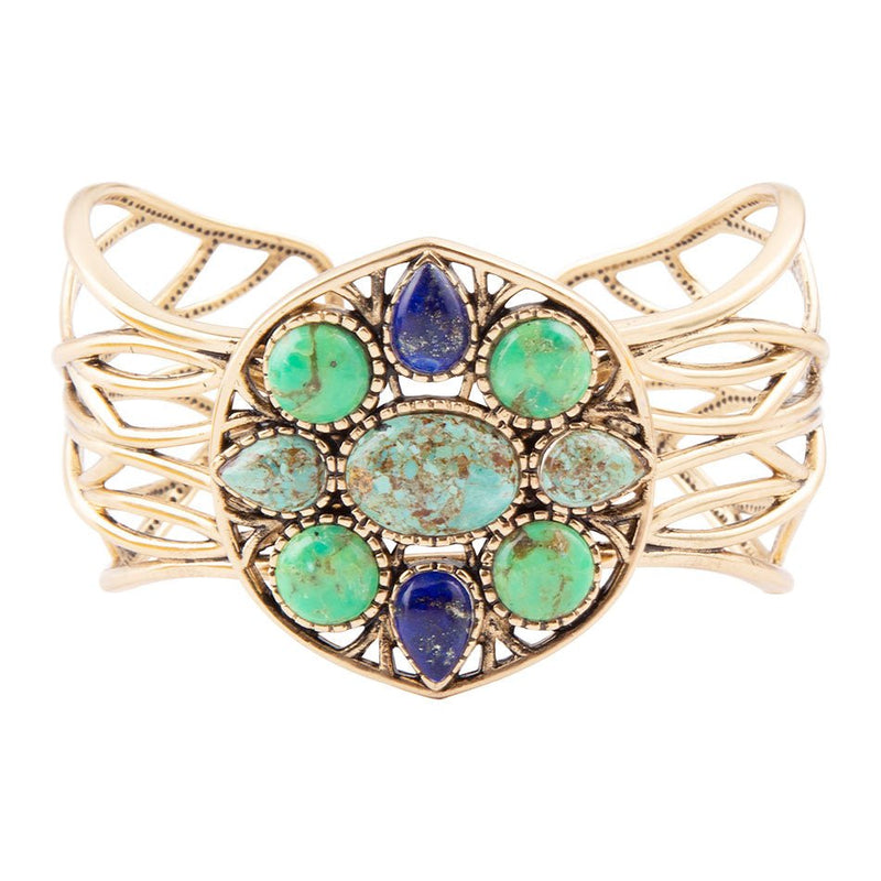 Blue Hues Multi Stone Cuff Bracelet - Barse Jewelry