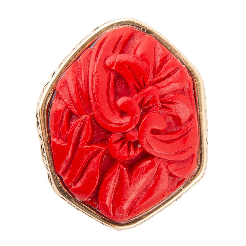 Carved Cinnabar Statement Ring - Barse Jewelry