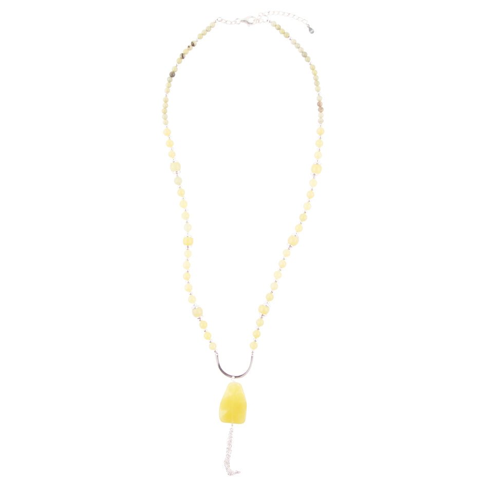Chartruese Lemon Jade Long Pendant Necklace - Barse Jewelry