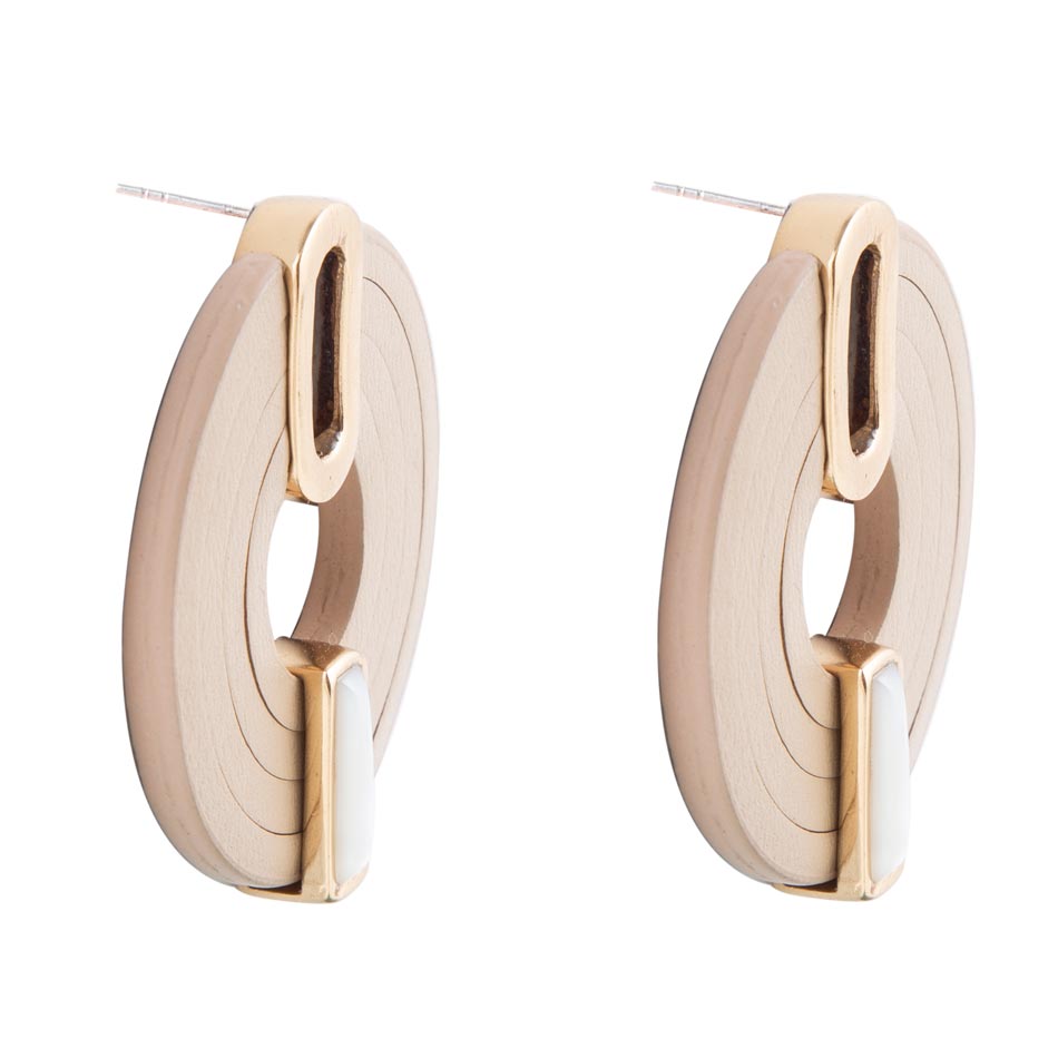 Discus Mother of Pearl Leather Earrings - Barse Jewelry
