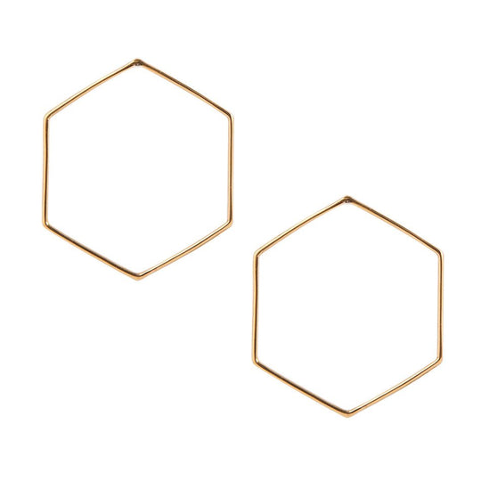 Bronze Hexagon Front Hoop Earrings
