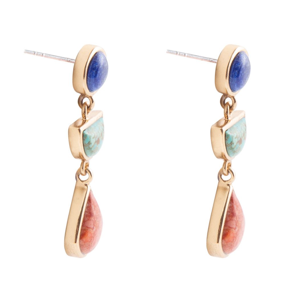 Lapis, Turquoise and Orange Earrings - Barse Jewelry