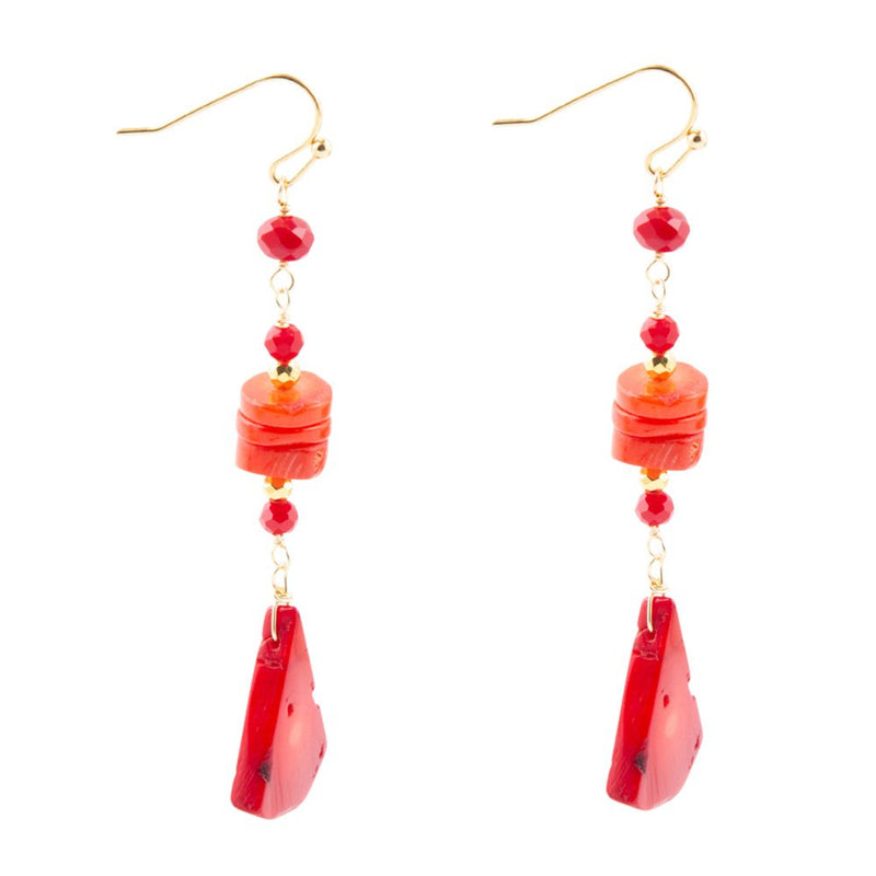 Le Rouge Red Coral Drop Earrings - Barse Jewelry