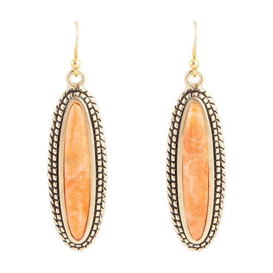 Linear Orange Coral Earring