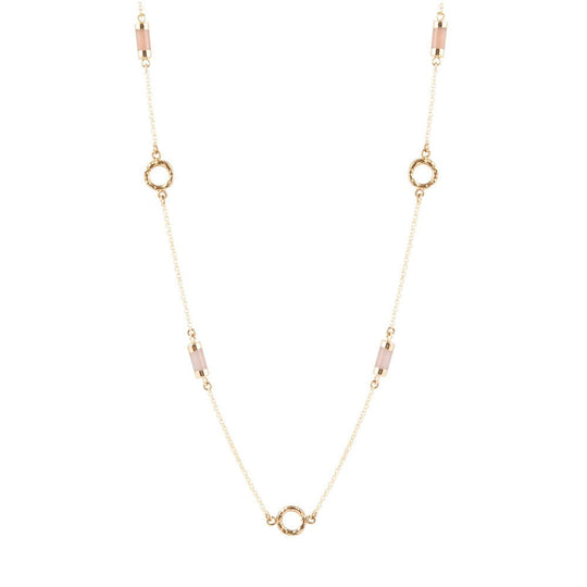 Long Delicate Orange Moonstone and Bronze Necklace