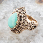 Make an Entrance Green Turquoise and Golden Bronze Ring - Barse Jewelry