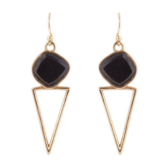 Onyx and Bronze Triangle Earrings