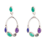 Peacock Multi-Stone Sterling Silver Earrings - Barse Jewelry