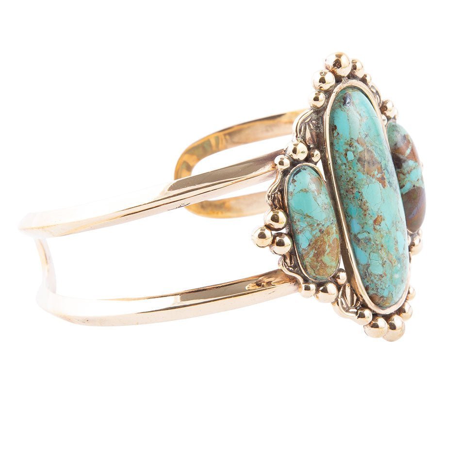 Jacquard Blue Turquoise Solid Golden Cuff Bracelet
