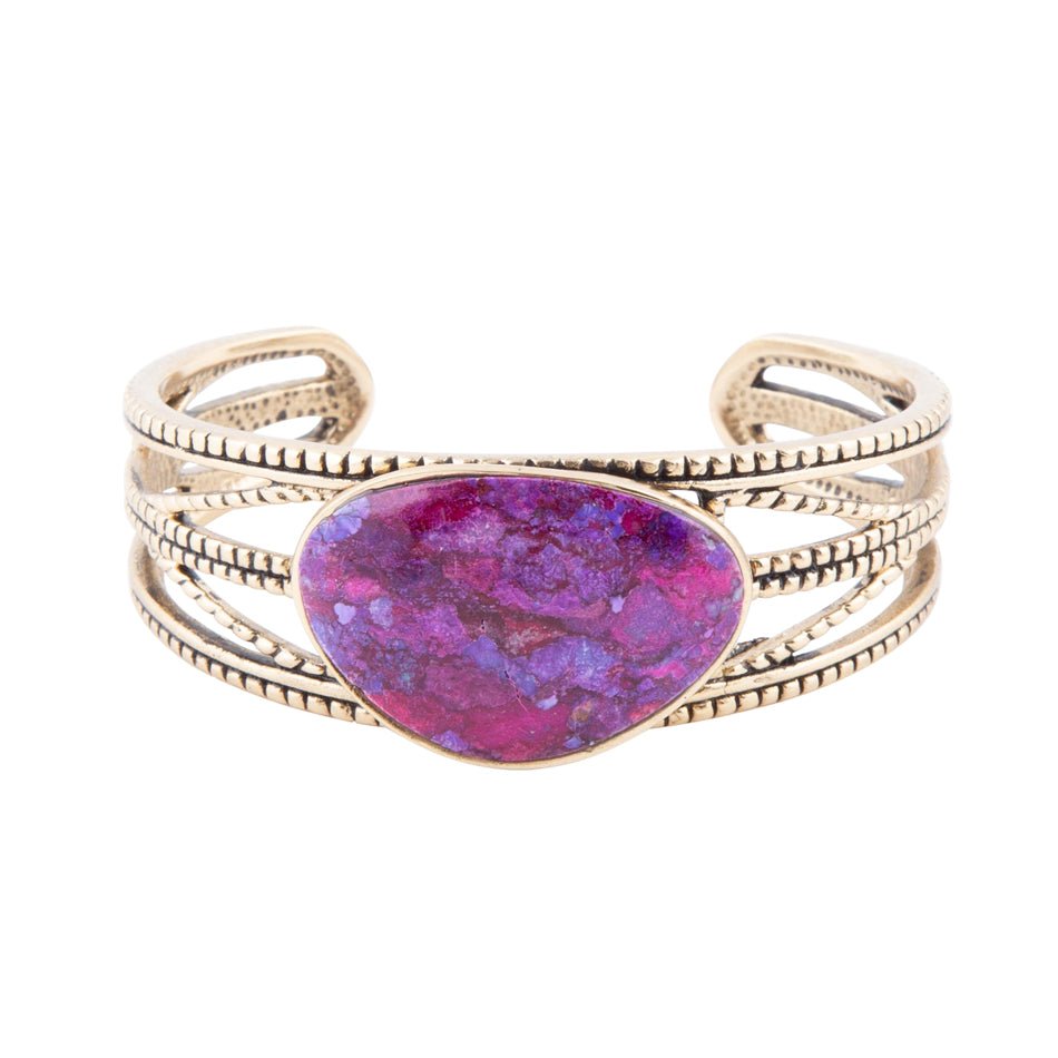 Purple Turquoise and Bronze Roped Cuff Bracelet - Barse Jewelry