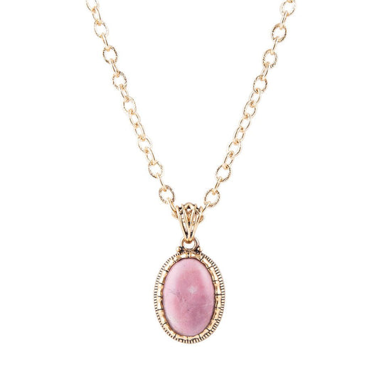 Rhodonite and Bronze Pendant Necklace