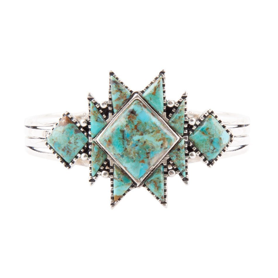 Sharp Turquoise and Sterling Silver Cuff Bracelet - Barse Jewelry