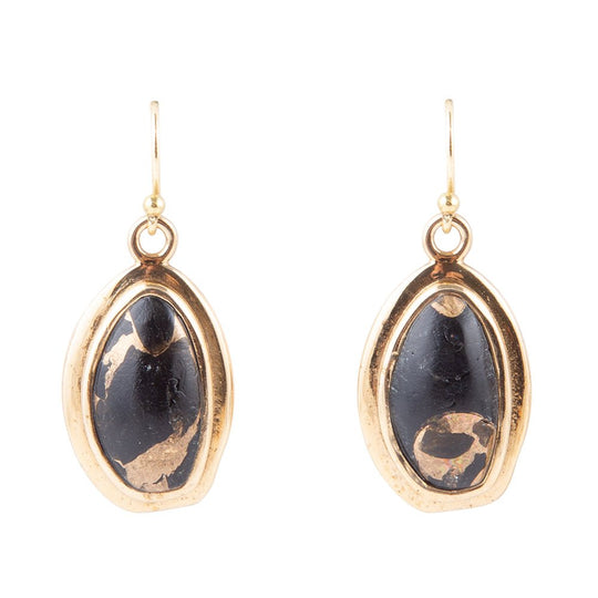 Shungite Matrix and Bronze Drop Earrings