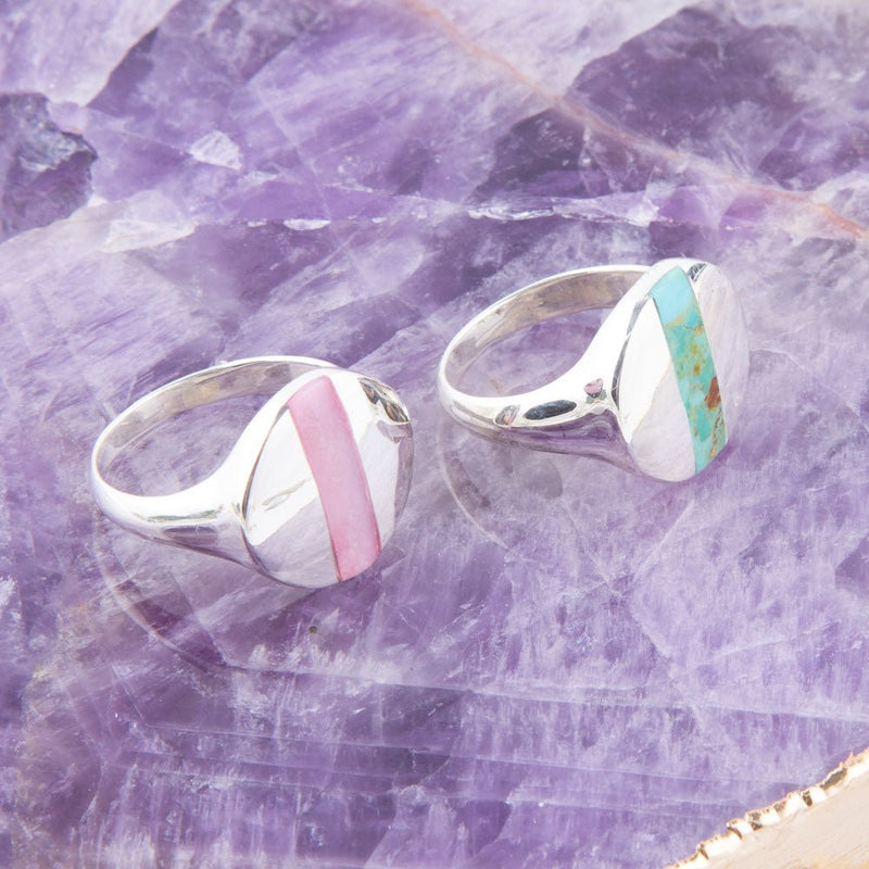 Signet Pink Opal and Sterling Silver Circle Ring - Barse Jewelry