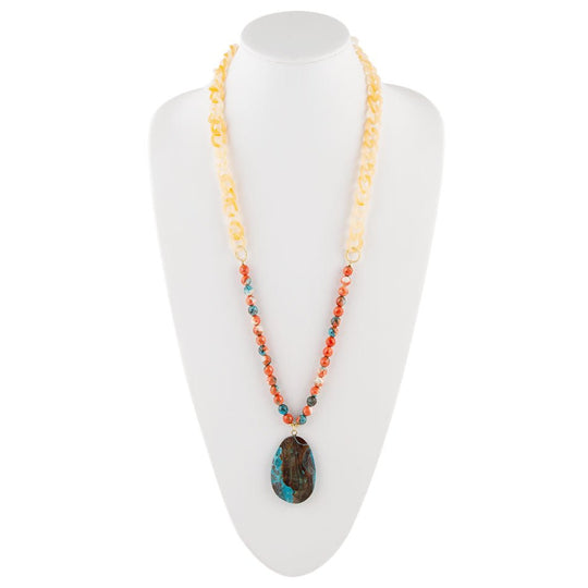 Spiny Oyster and Jasper Pendant Necklace