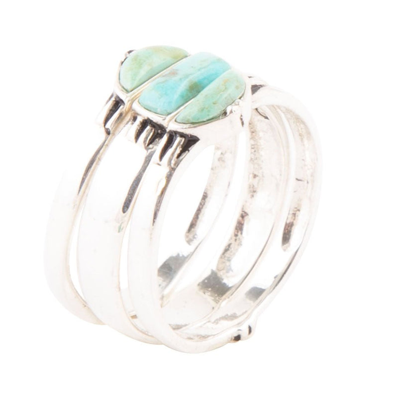 Triple Stack Shaped Turquoise and Sterling Silver Ring Set - Barse Jewelry