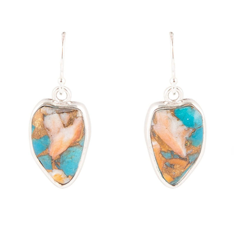 Turquoise and Spiny Oyster Matrix Sterling Earrings - Barse Jewelry