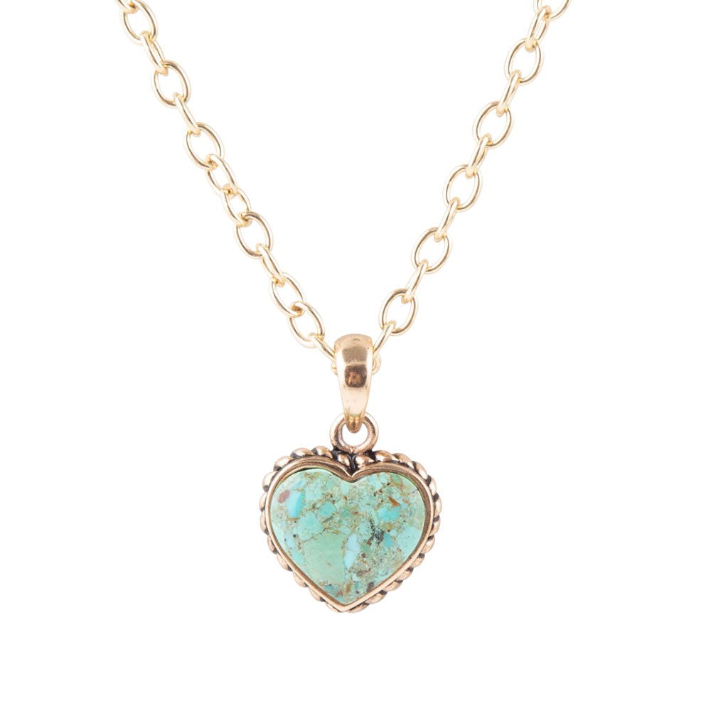 The Treasures HeartブレスレットTN★ Turquoise Heart Pendant and Bronze Necklace – Barse Jewelry