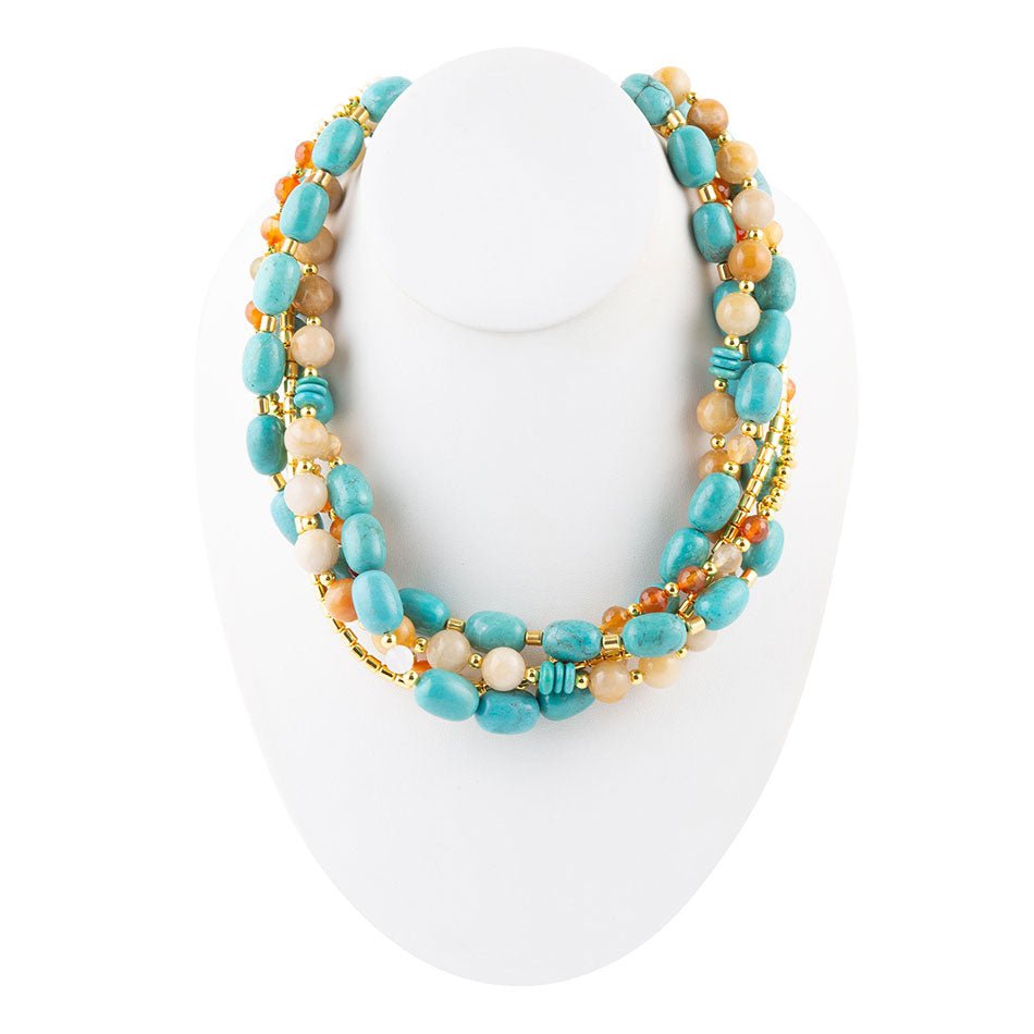 Windswept Multi Layered Colorful Beaded Statement Necklace