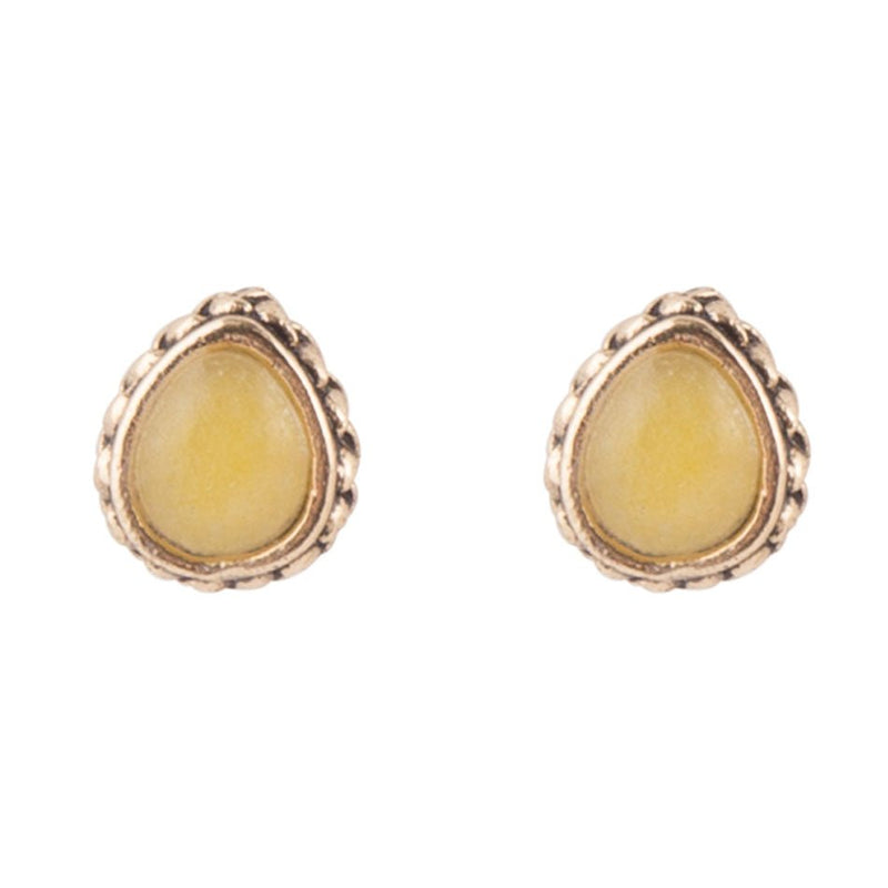 Yellow Chalcedony Teardrop Post Earring - Barse Jewelry