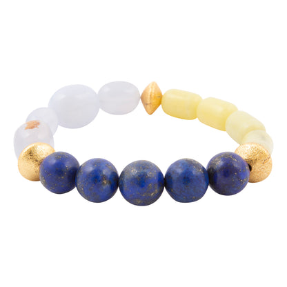 Multicolored beaded bracelet on a white background