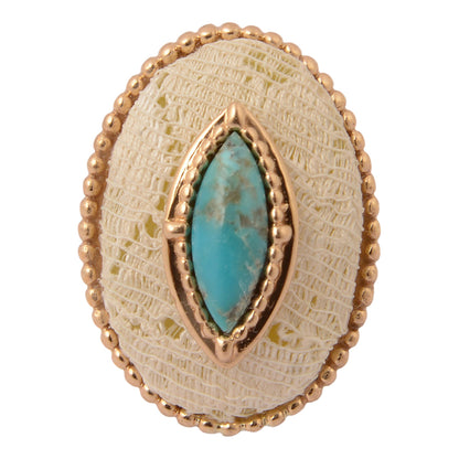 Blue Turquoise and Lace Golden Statement Ring