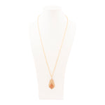 Winged Orange Copper Opal Golden Pendant Necklace