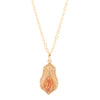 Winged Orange Copper Opal Golden Pendant Necklace