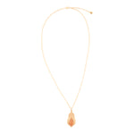 Winged Orange Copper Opal Golden Pendant Necklace