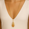Winged Orange Copper Opal Golden Pendant Necklace
