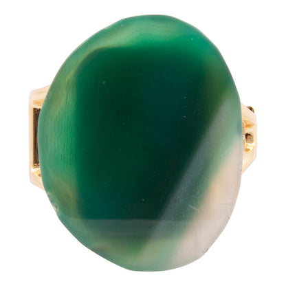 Vibrant Green Agate Golden Statement Cuff Bracelet