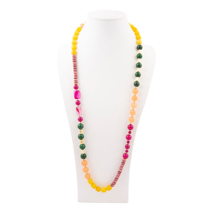 Blossom Multistone Golden Long Necklace