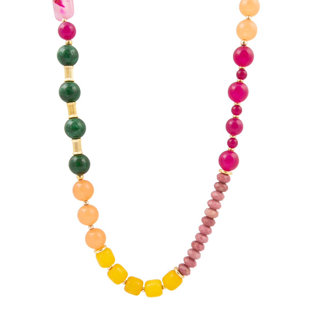 Blossom Multistone Golden Long Necklace