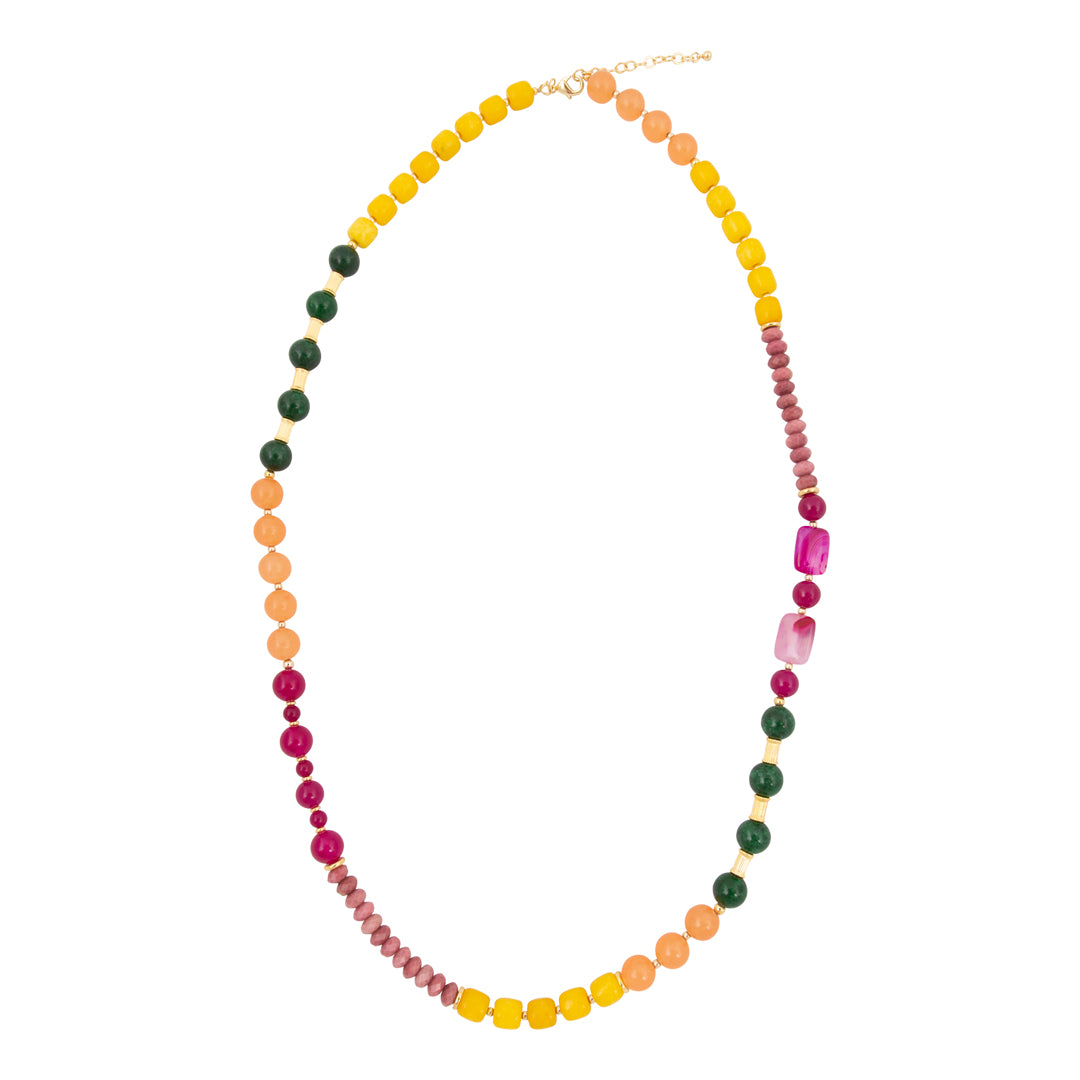 Blossom Multistone Golden Long Necklace