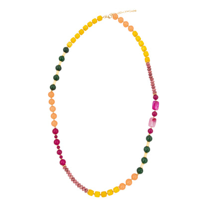 Blossom Multistone Golden Long Necklace