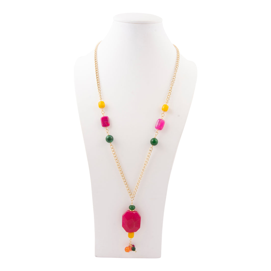 Necklace with colorful beads on a white mannequin bust