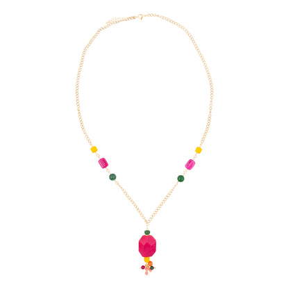 Necklace with colorful beads on a white background
