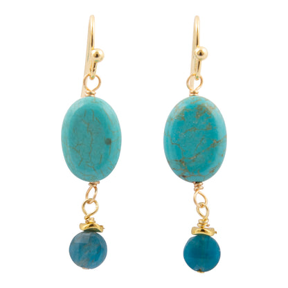 Teal Apatite Golden Drop Earrings