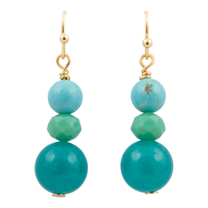 Teal Jade Golden Drop Earrings